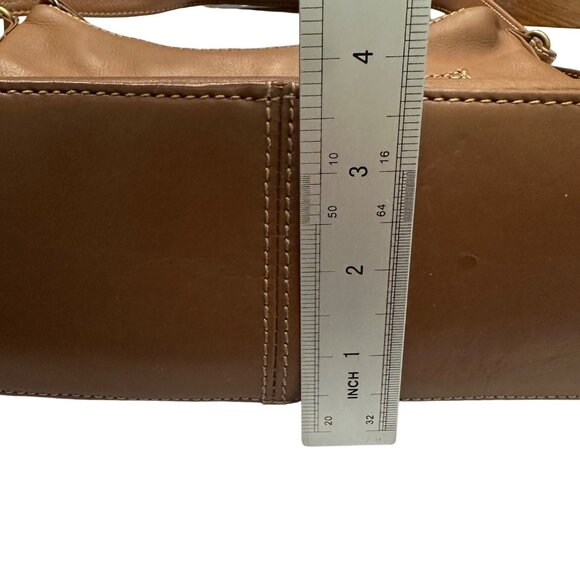 Stone Mountain Purse Leather Brown Shoulder Bag Zipper Close - Picture 12 of 16